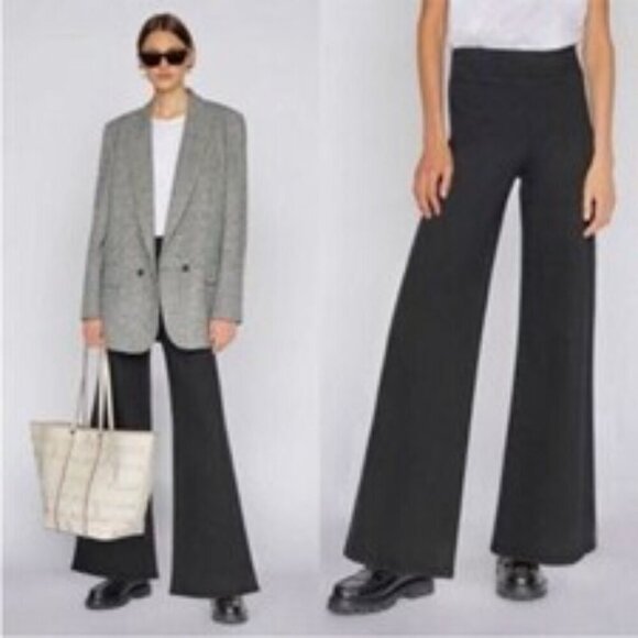 Frame Jetset Flare Pants Noir Super Stretch High Rise Flare Wide Leg Jeans 30-34 - Picture 1 of 13